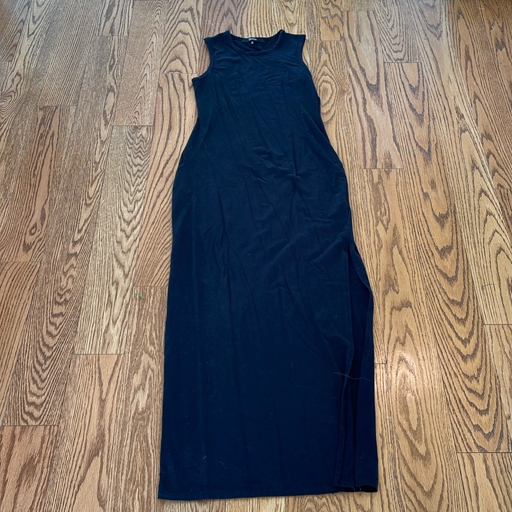 Quince long black jersey body con dress size small small